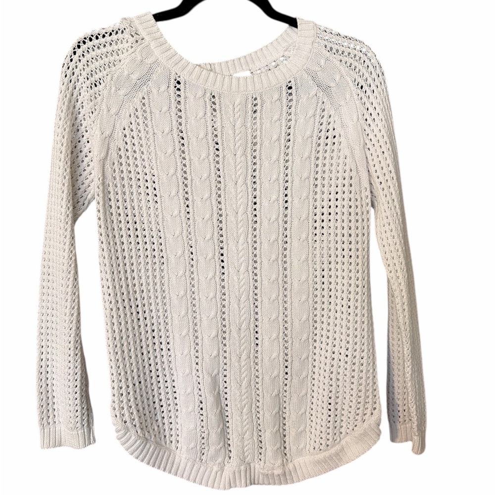 JEANNE PIERRE white Cable Knit Sweater Sz M